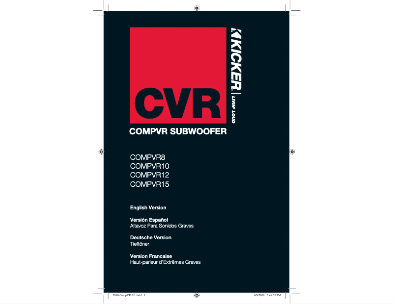 Página 1 del manual Manual de usuario Kicker CompVR CVR10