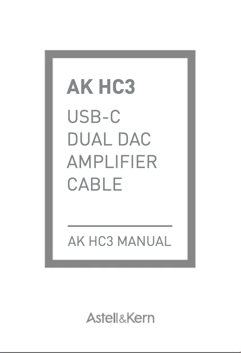 Page 1 de la notice Manuel utilisateur Astell&Kern HC3