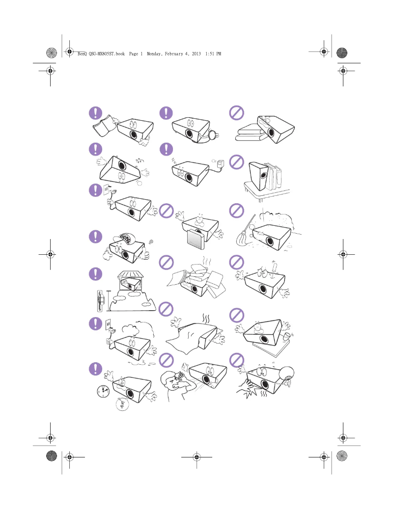Page n°1 - Guide de démarrage rapide BenQ MX805ST