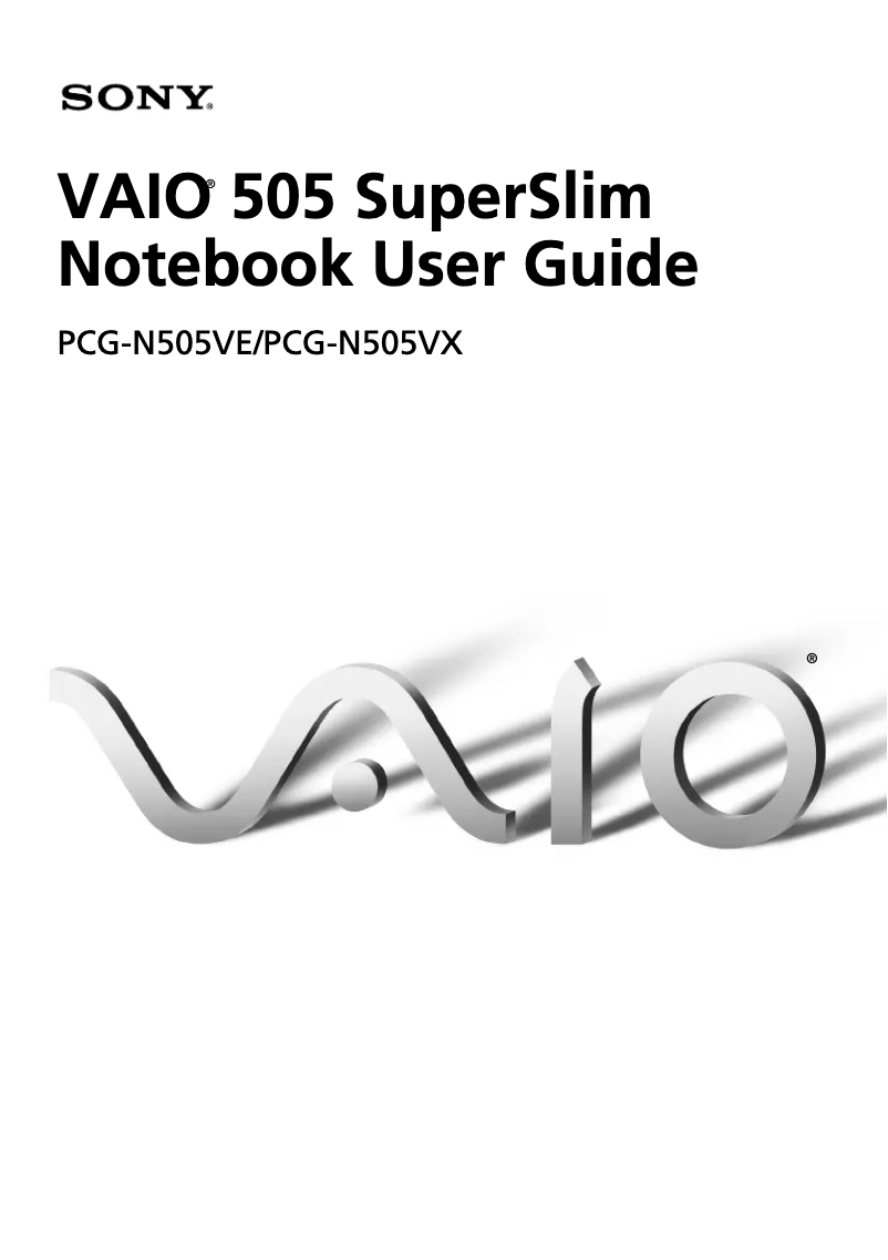 Image de la première page du manuel de l'appareil Vaio PCG-N505VX