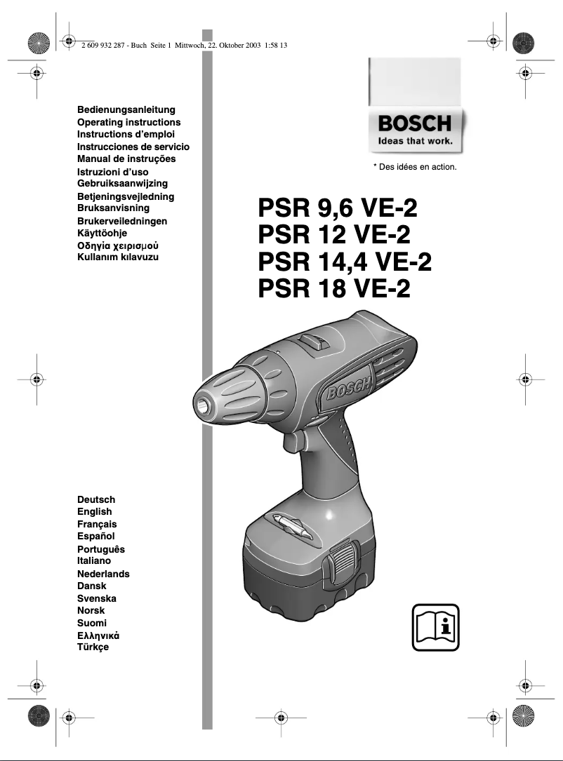 Page 1 de la notice Manuel utilisateur Bosch PSR 14,4 VE-2