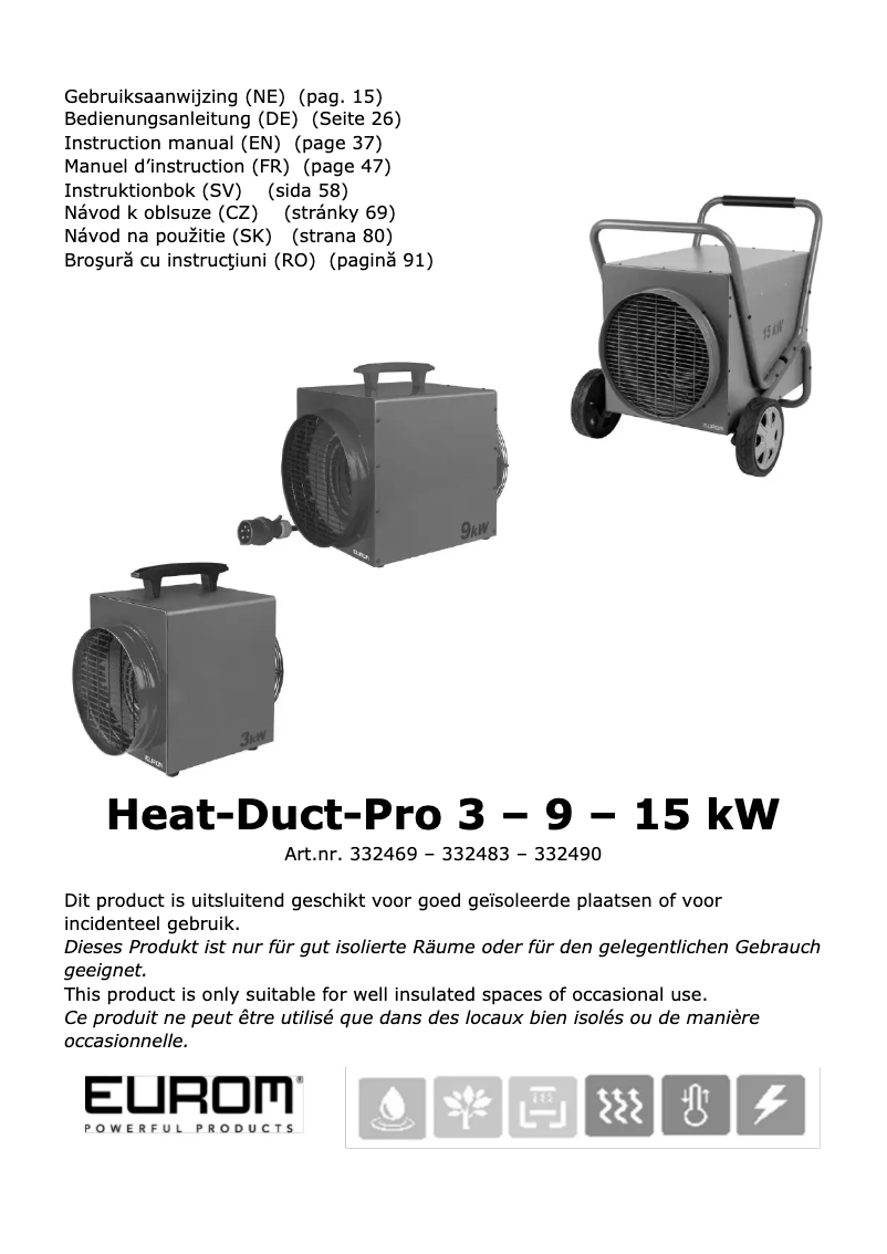 Page n°1 - Manuel utilisateur Eurom Heat-Duct-Pro 15kW
