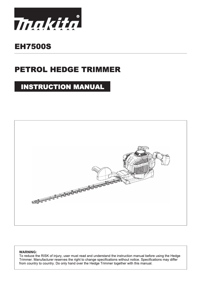 Page n°1 - Manuel utilisateur Makita EH7500S