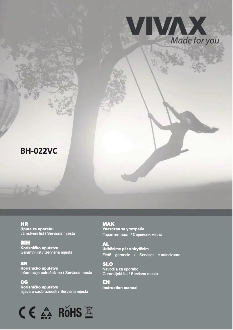 Page n°1 - Manuel utilisateur Vivax BH-022VC