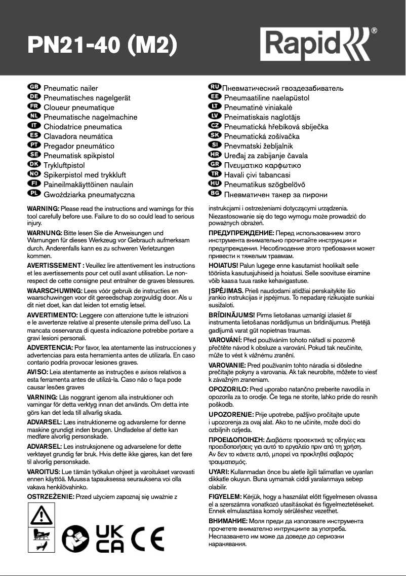 Page 1 de la notice Manuel utilisateur Rapid PRO PN21-40