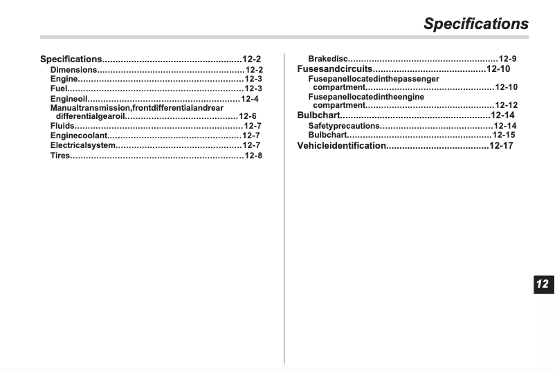 Page 1 de la notice Fiche technique Subaru XV Crosstrek (2015)