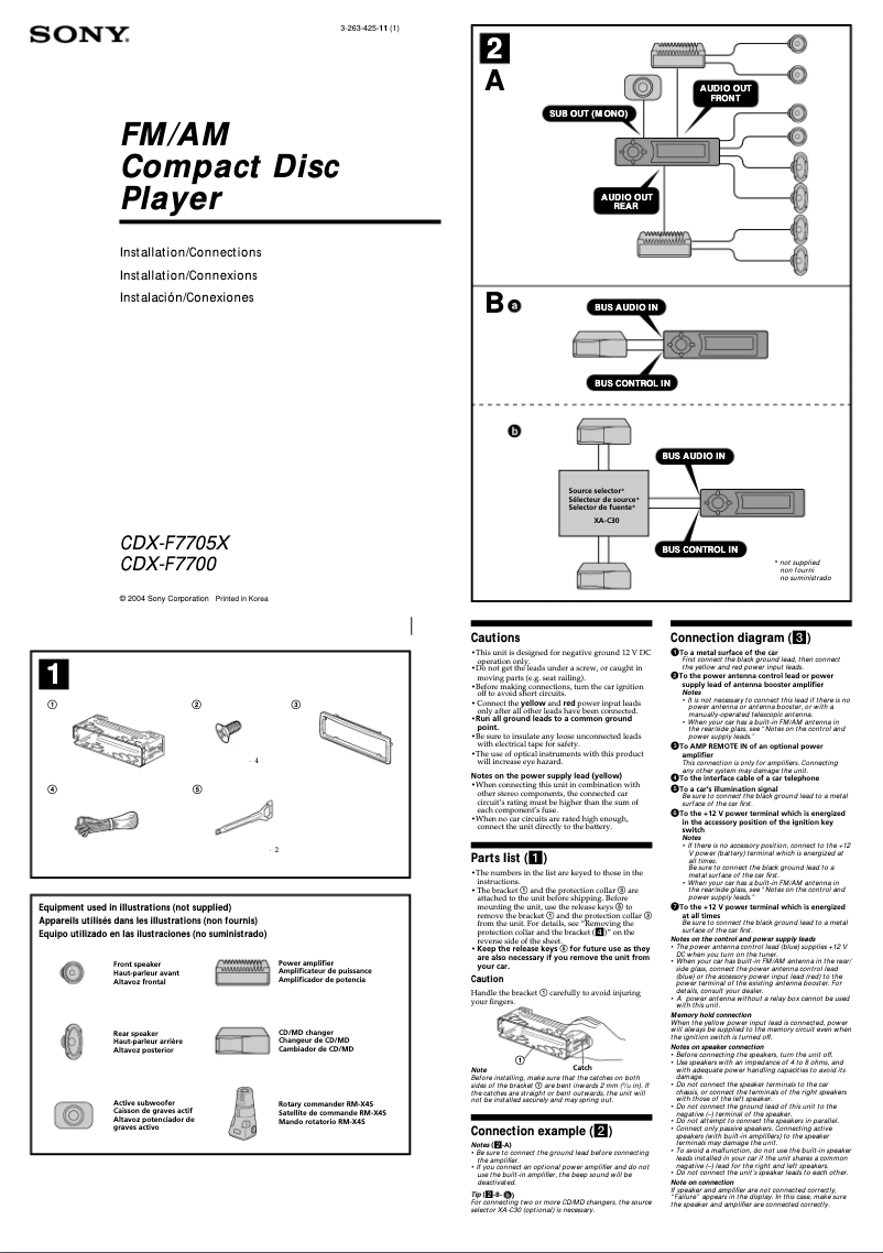 Image de la première page du manuel de l'appareil CDX-F7700
