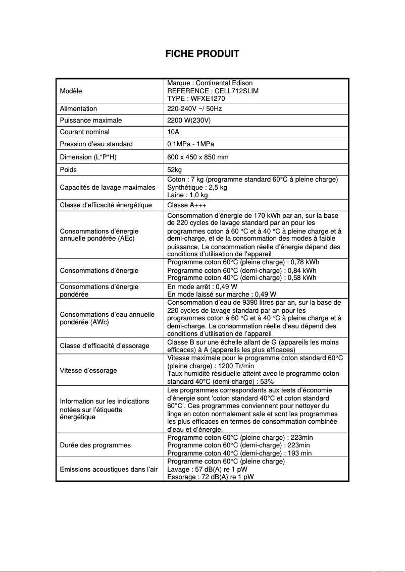 Image de la première page du manuel de l'appareil CELL712SLIM