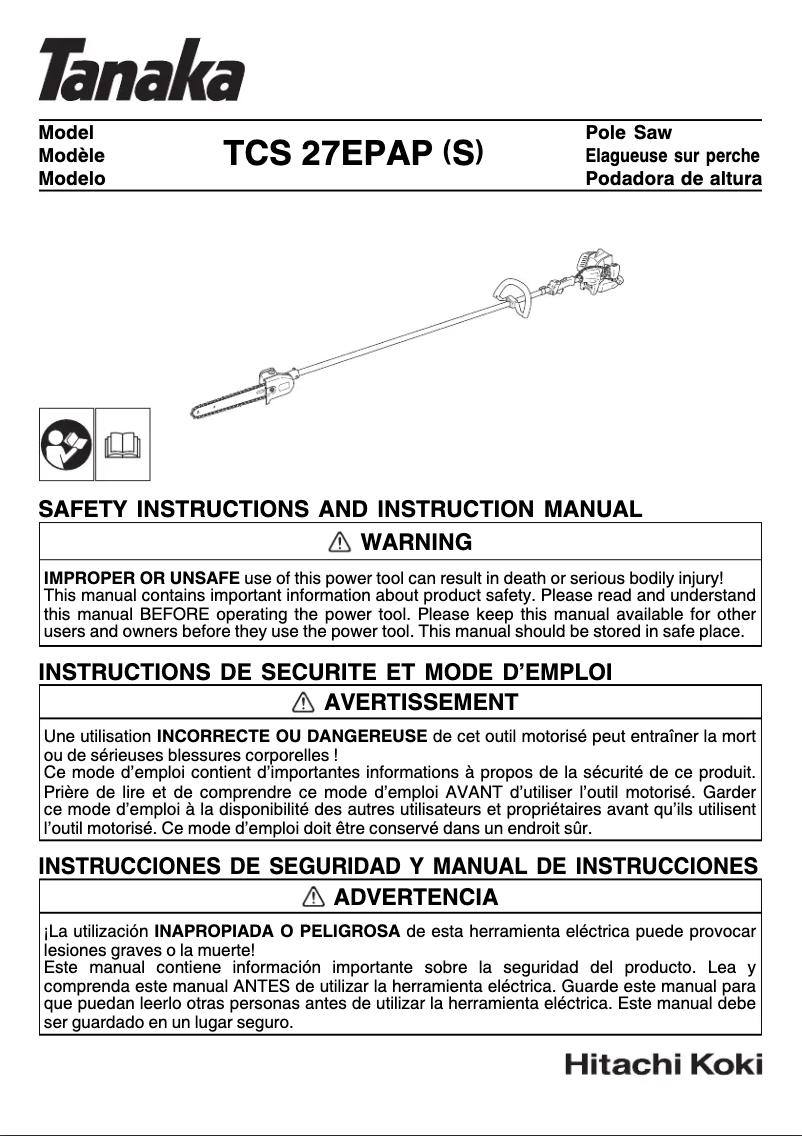 Page 1 de la notice Manuel utilisateur Tanaka TCS27EPAP