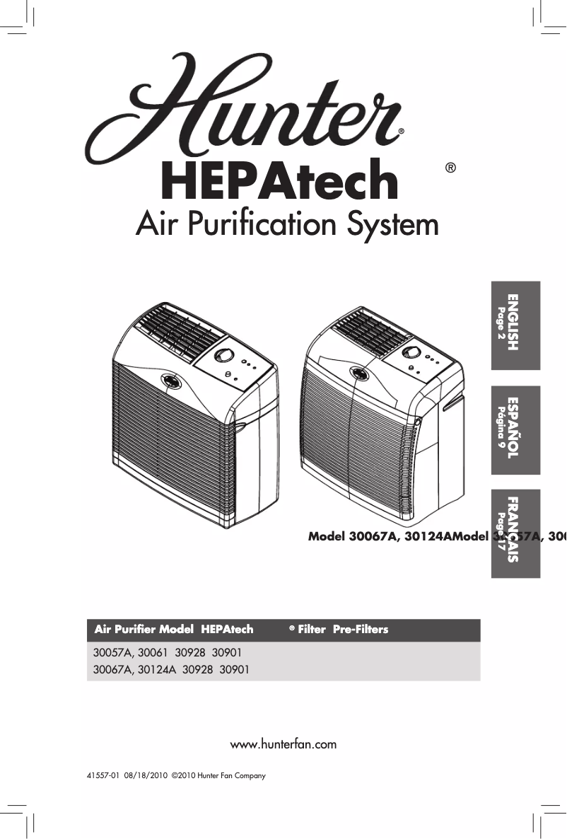Page n°1 - Manuel utilisateur Hunter HEPAtech