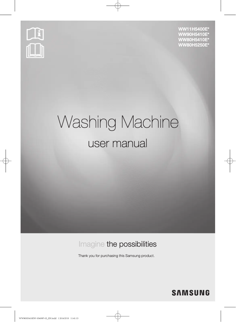 Page 1 de la notice Manuel utilisateur Samsung WW90H5410ES