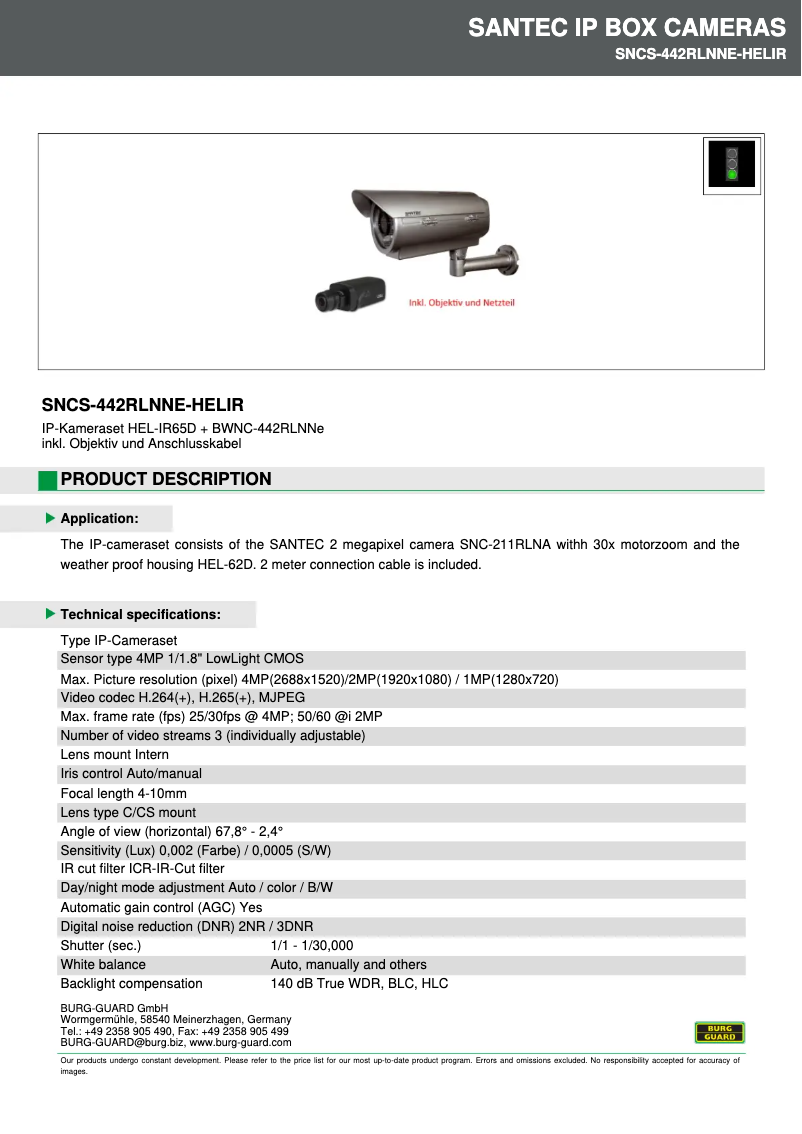 Page 1 de la notice Manuel utilisateur Burg Wächter SNCS-442RLNNe-HELIR
