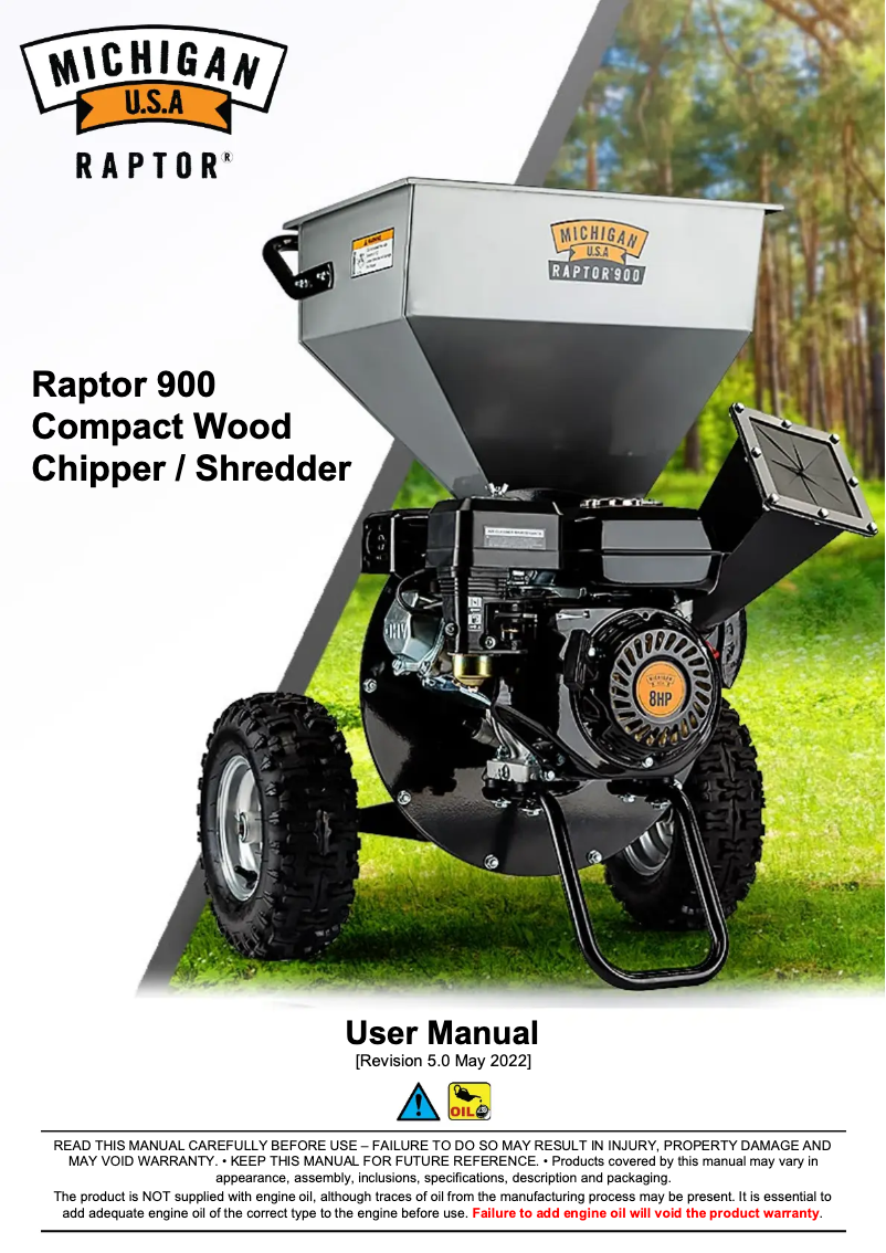 Page 1 de la notice Manuel utilisateur Michigan Raptor 900