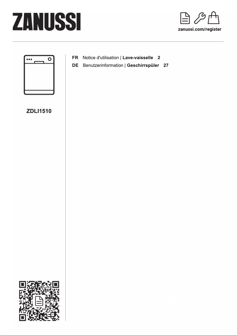 Page 1 de la notice Manuel utilisateur Zanussi ZDLI1510