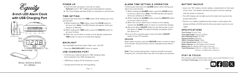 Page n°1 - Manuel utilisateur La Crosse Technology 30025