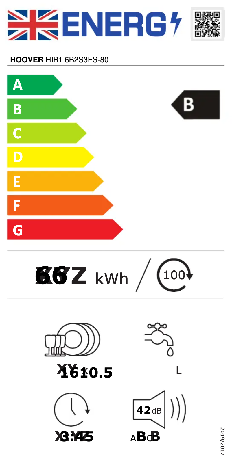 Página 1 del manual Etiqueta energética Hoover H-DISH 700 HIB1 6B2S3FS-80