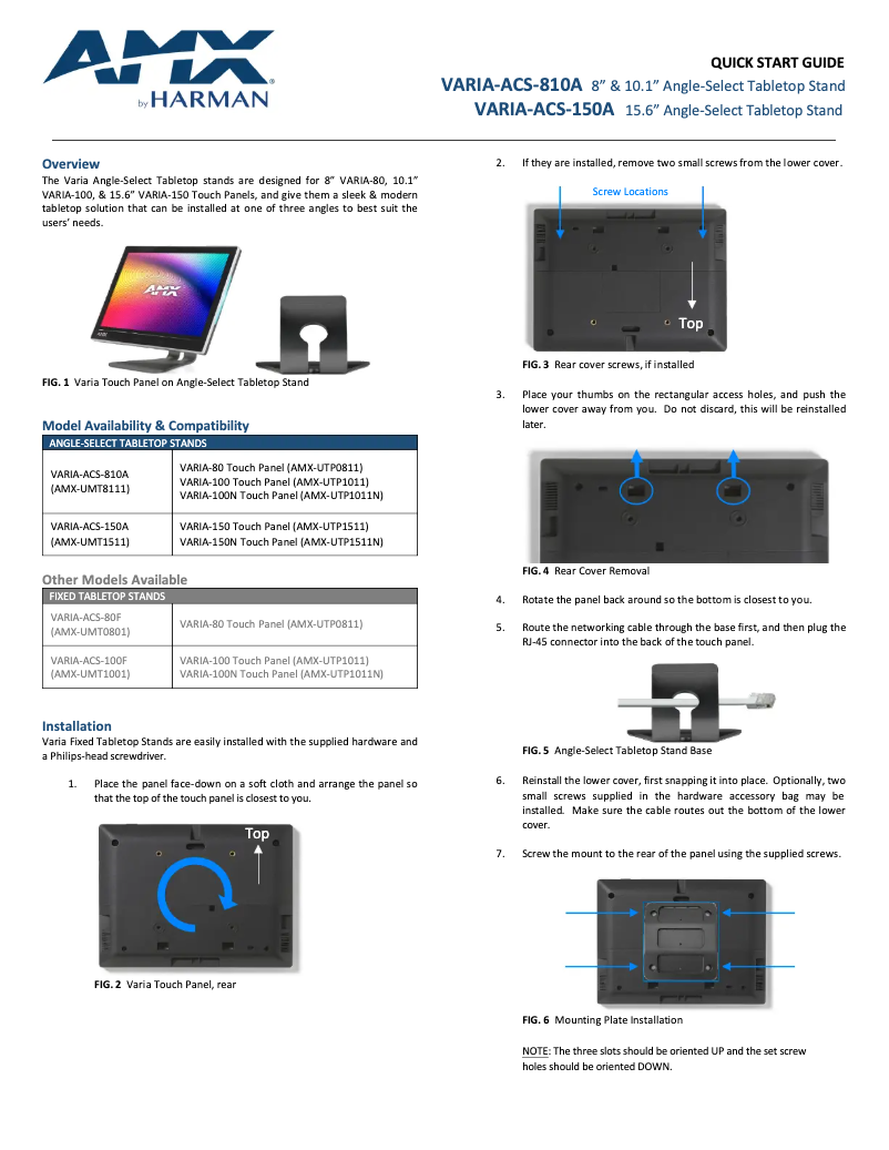 Page 1 de la notice Manuel utilisateur AMX VARIA-ACS-810A