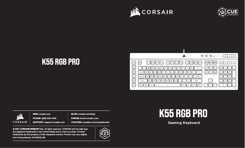 Image de la première page du manuel de l'appareil K55 RGB Pro
