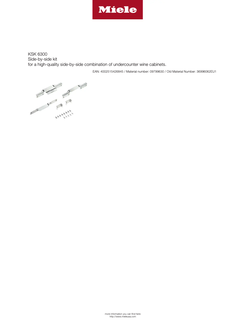 Page 1 de la notice Fiche technique Miele KSK 6300