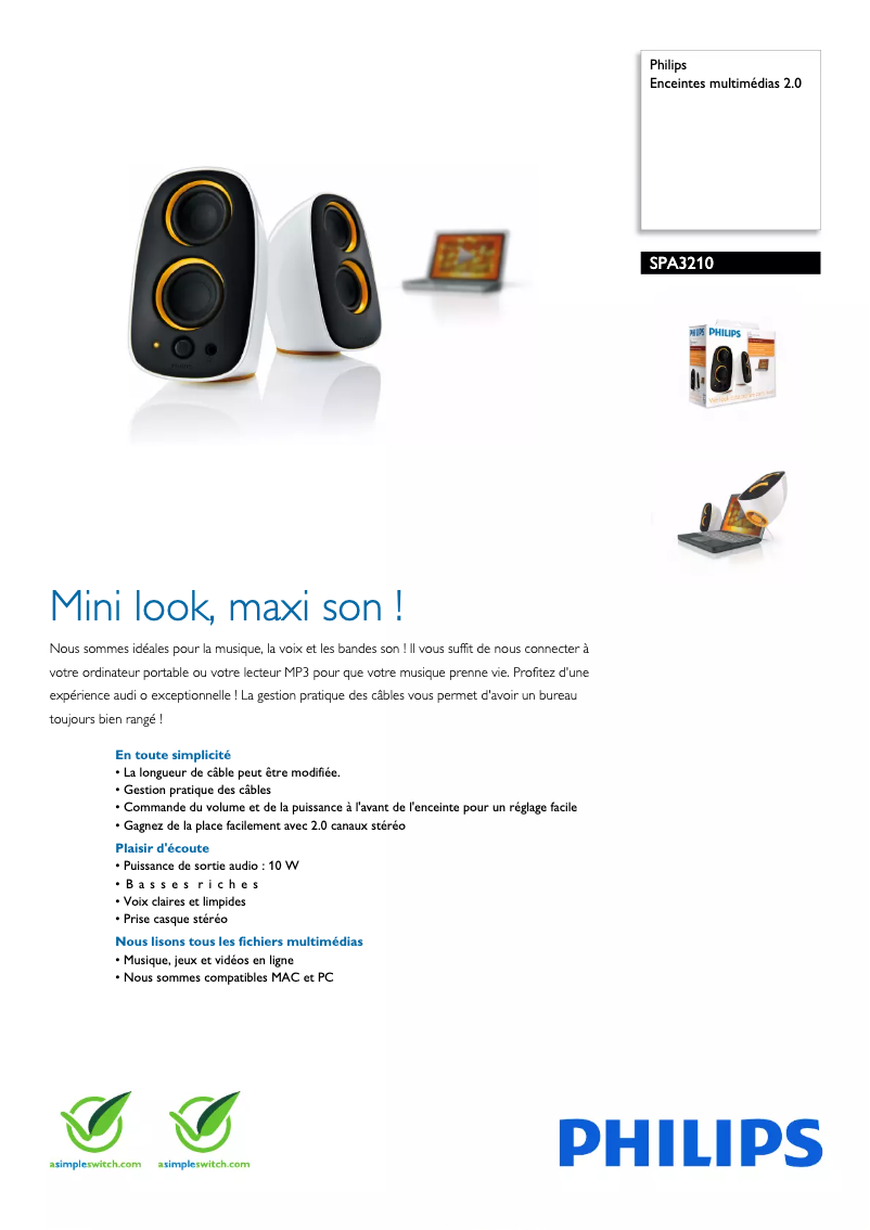 Image de la première page du manuel de l'appareil SPA3210