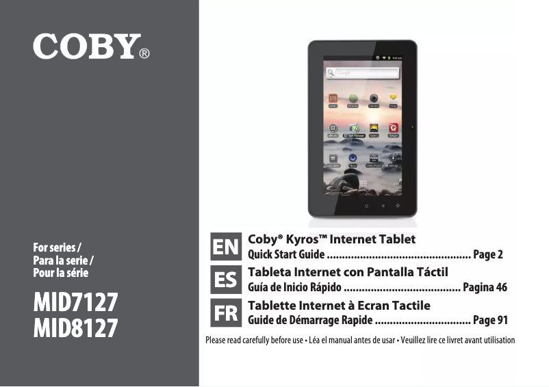 Image de la première page du manuel de l'appareil Kyros MID8127