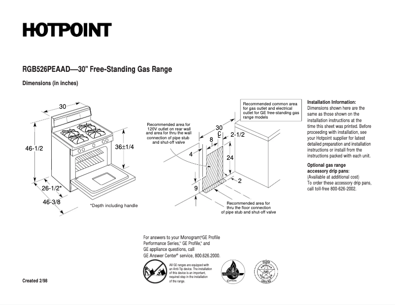 Page n°1 - Fiche technique Hotpoint RGB526PEAAD