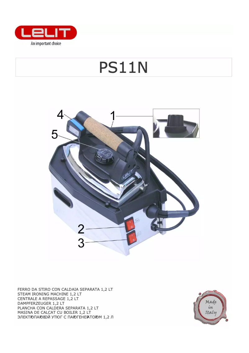 Page n°1 - Manuel utilisateur Lelit PS11N