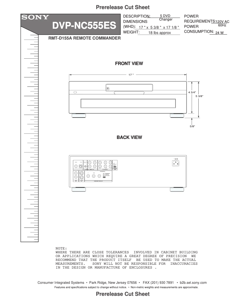 Page n°1 - Guide d'installation Sony DVP-NC555ES