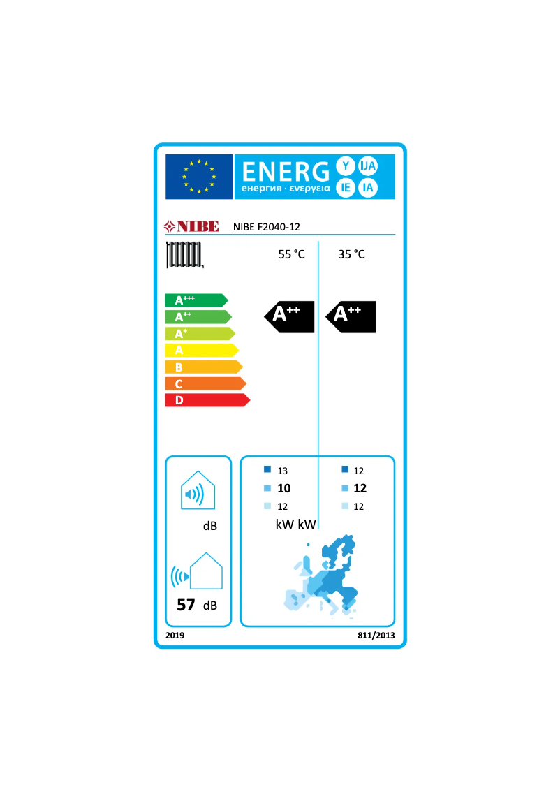 Page n°1 - Label énergétique Nibe F2040-16