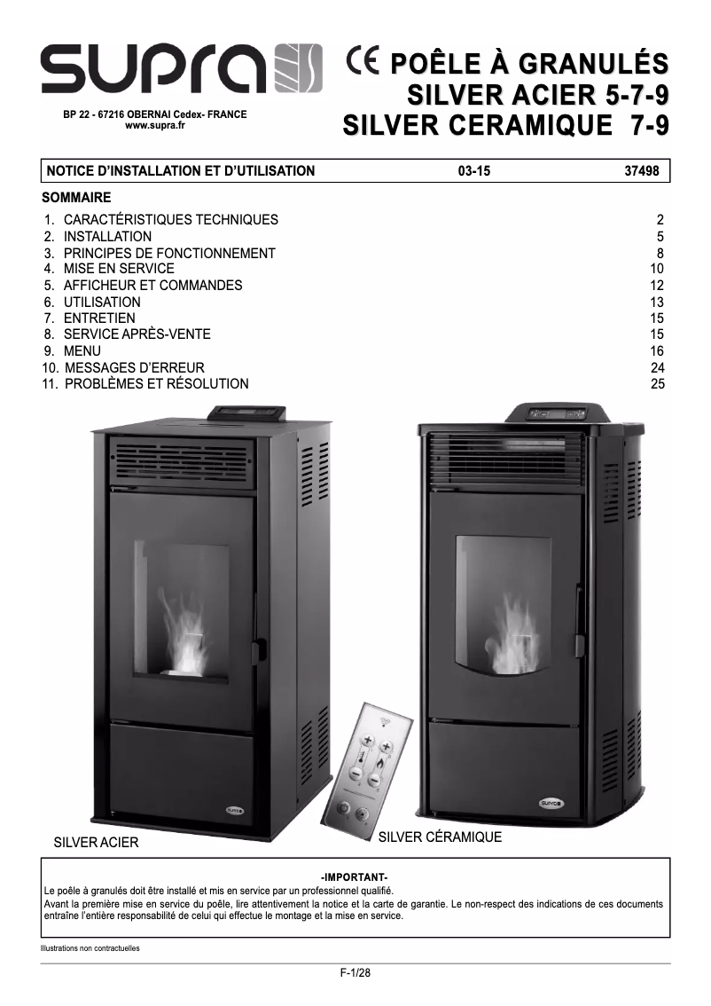 Página 1 del manual Manual de usuario Supra SILVER ACIER 5