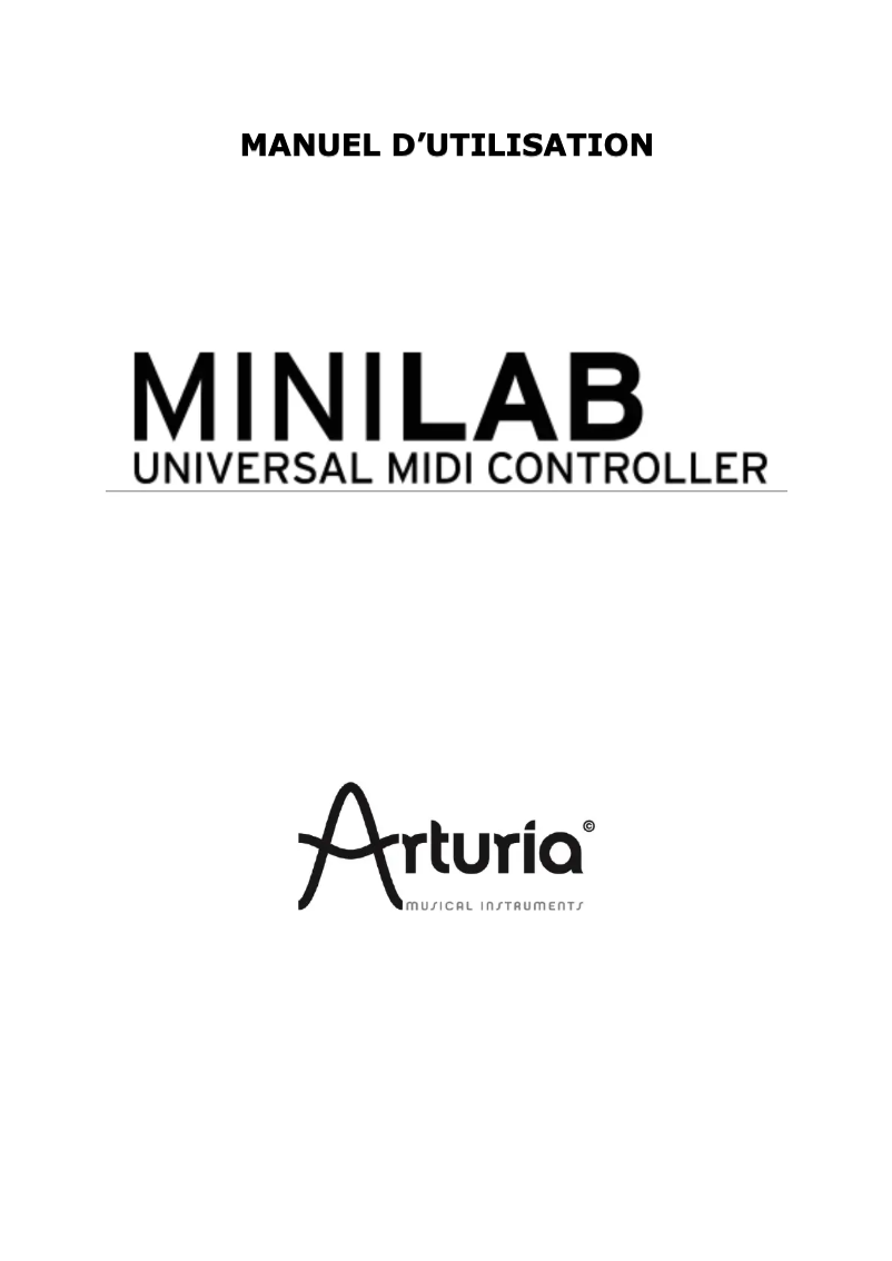 Page n°1 - Manuel utilisateur Arturia MiniLab