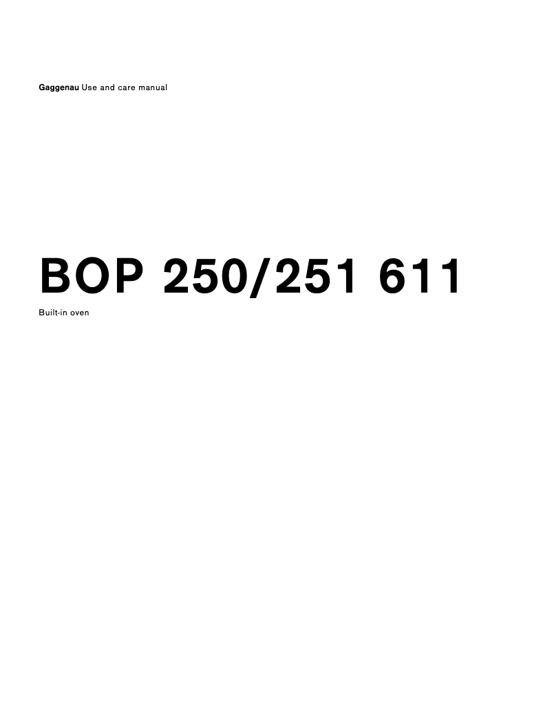 Page 1 de la notice Manuel d'utilisation et d'entretien Gaggenau BOP251611