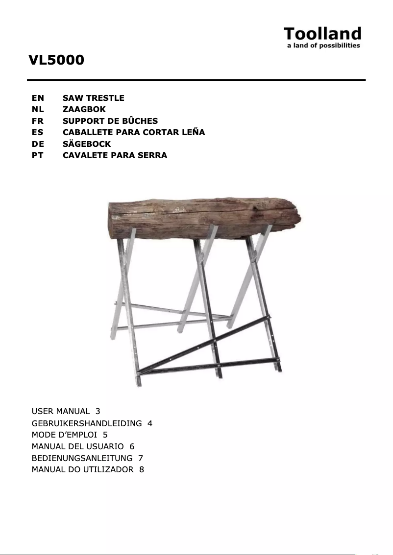 Page 1 de la notice Manuel utilisateur Toolland VL5000