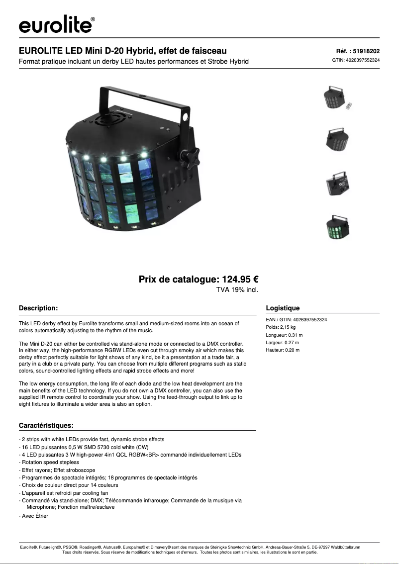 Page n°1 - Fiche technique Eurolite LED Mini D-20