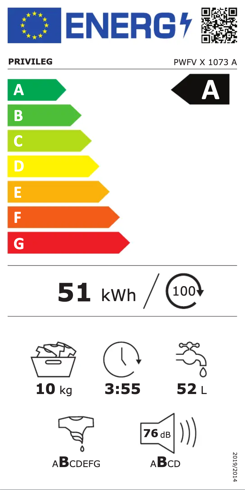Page n°1 - Label énergétique Privileg PWFV X 1073 A