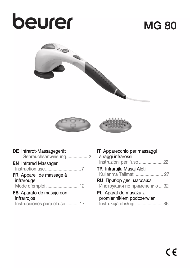 Page 1 de la notice Manuel utilisateur Beurer MG 80