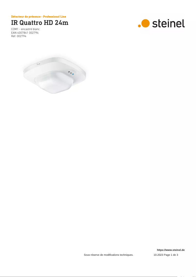 Image de la première page du manuel de l'appareil IR Quattro HD 24m