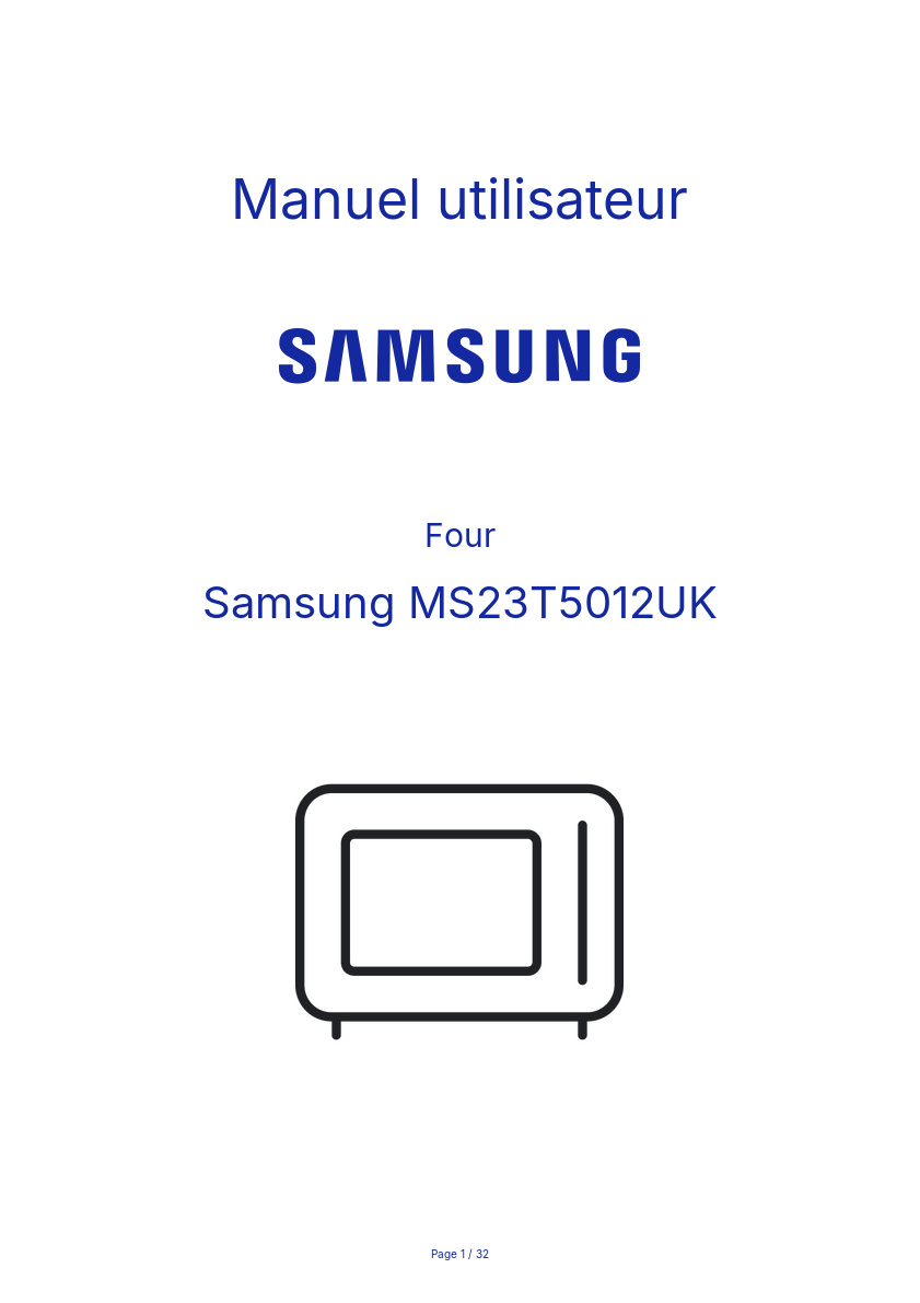 Page n°1 - Manuel utilisateur Samsung MS23T5012UK