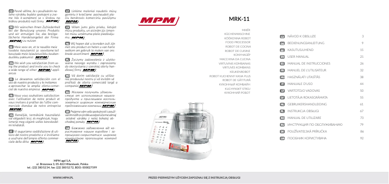 Page 1 de la notice Manuel utilisateur MPM MRK-11