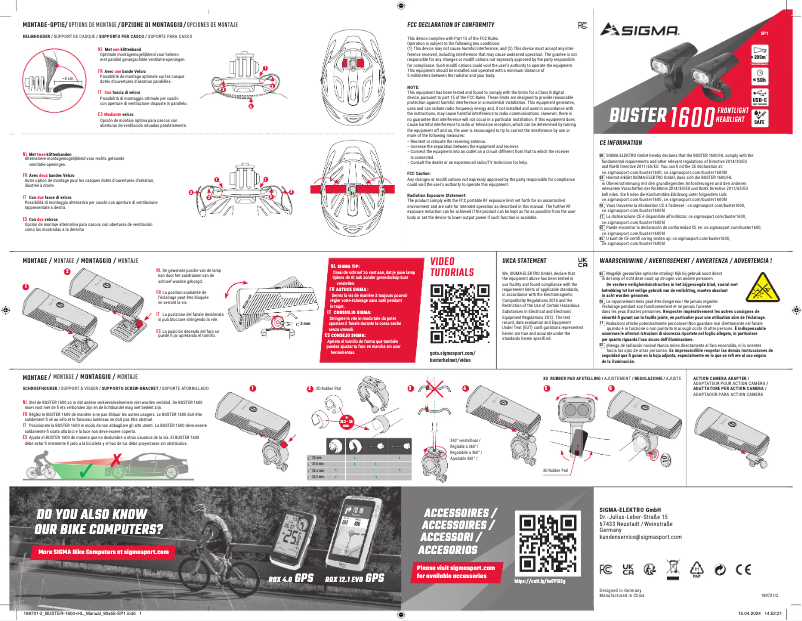 Page n°1 - Manuel utilisateur Sigma BUSTER 1600