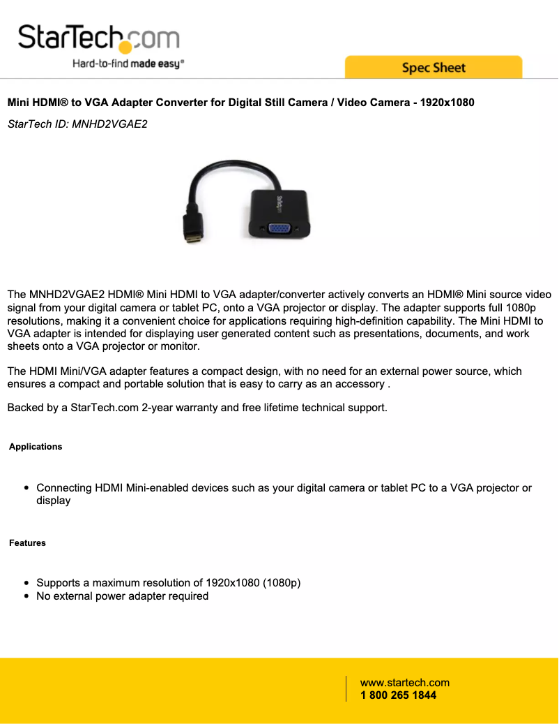 Image de la première page du manuel de l'appareil MNHD2VGAE2