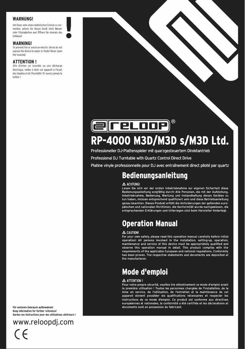Page n°1 - Manuel utilisateur Reloop RP-4000 M3D