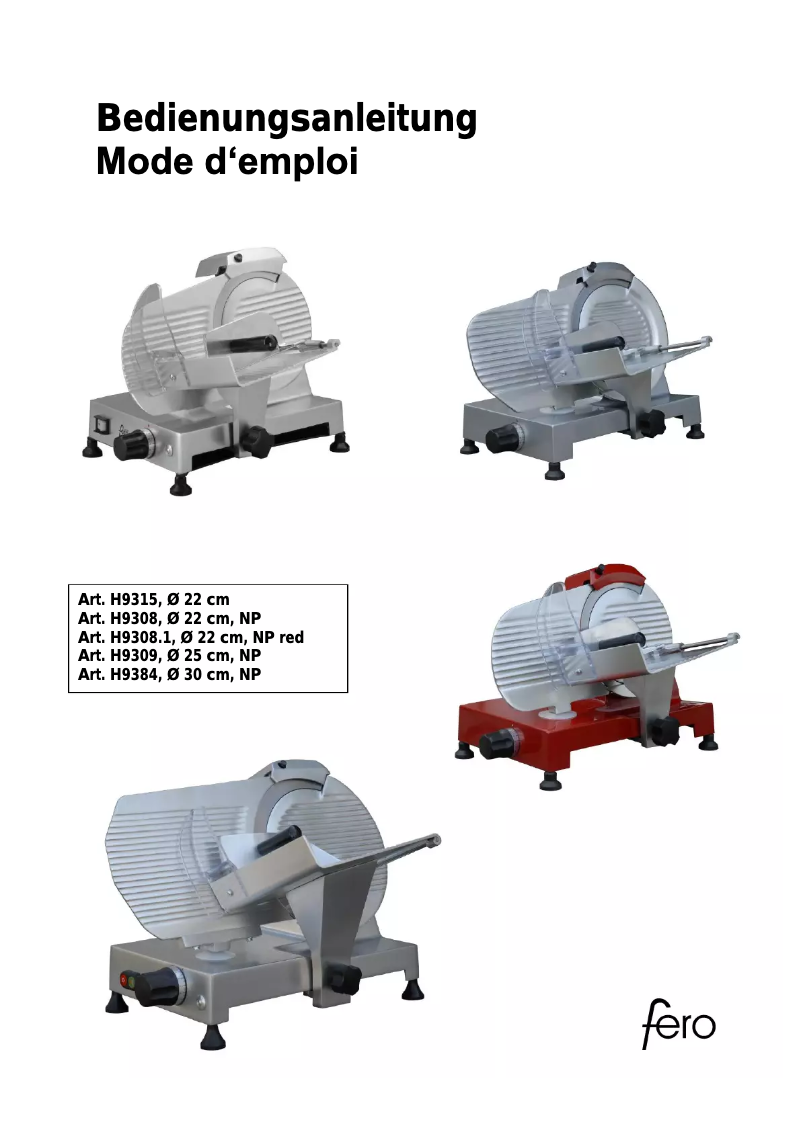 Page 1 de la notice Manuel utilisateur Fero H9309 NP