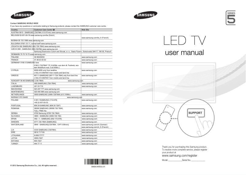 Page 1 de la notice Manuel utilisateur Samsung UE32EH5300W