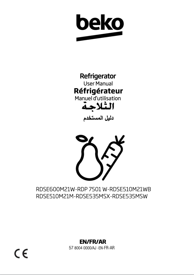 Page 1 de la notice Manuel utilisateur Beko RDP 7501 W