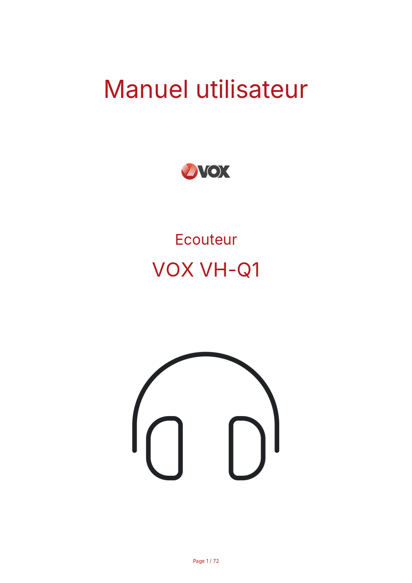 Image de la première page du manuel de l'appareil VH-Q1