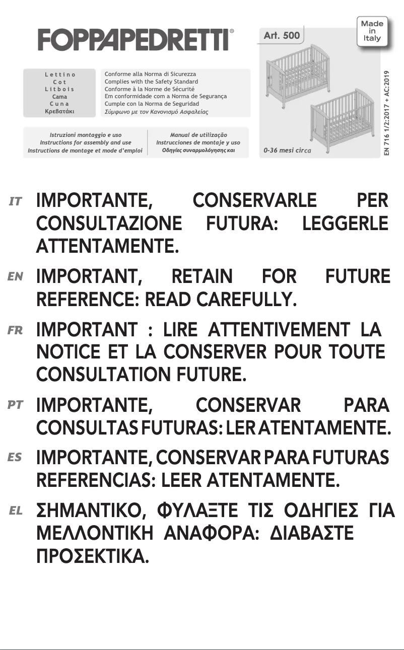 Page 1 de la notice Manuel utilisateur Foppapedretti Felicity