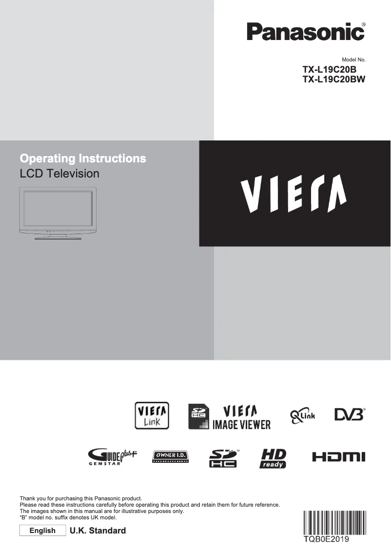 Image de la première page du manuel de l'appareil Viera TX-L19C20B
