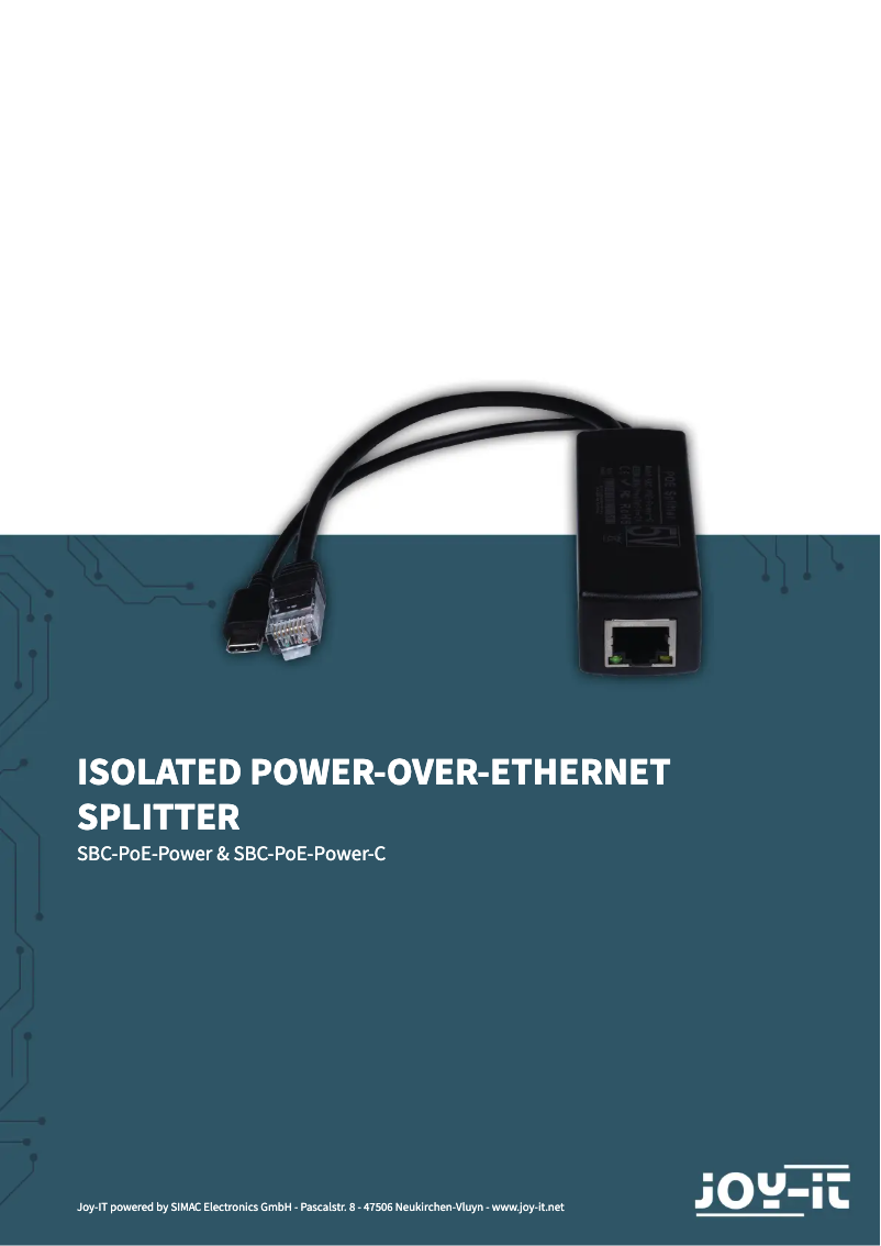 Page n°1 - Manuel utilisateur Joy-It SBC-PoE-Power