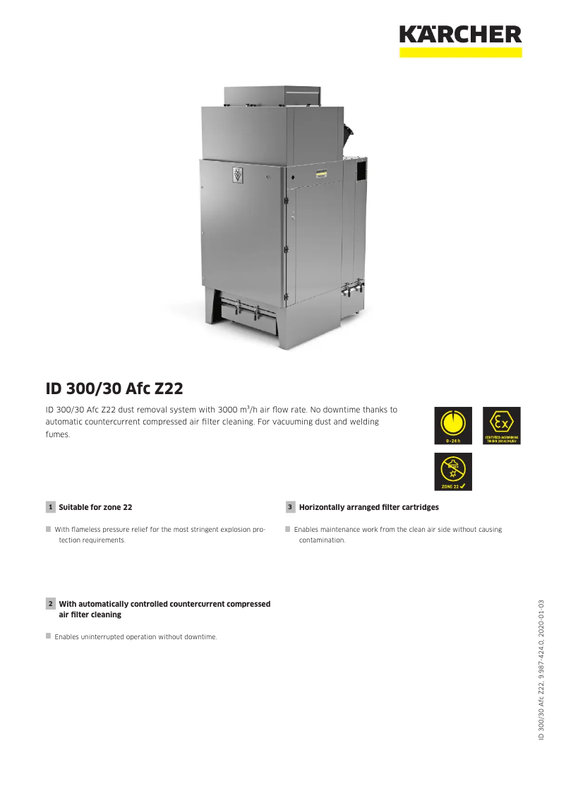 Page 1 de la notice Manuel utilisateur Kärcher ID 300/30 Afc Z22